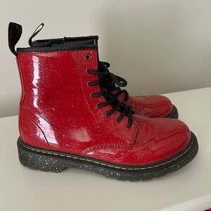 Dr. Martens Black and Red Lace-Up Boot Interior Detail